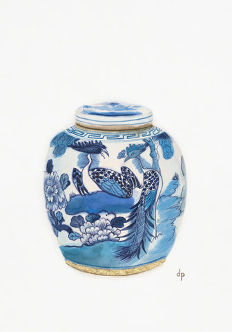 Chinese Ginger Jar with Peacocks